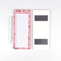 Magnetic pink memo pad with cherry pattern and dual strong magnets on the back - Cherry