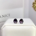 Elegant purple oval-cut gemstone stud earrings in a classic silver four-prong setting - Purple Diamond Pigeon Egg Four-prong Earrings Led-135