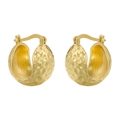 Golden hammer textured hoop earrings in geometric dome shape with metallic finish - VE1043 Hammered Texture / Gold