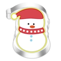 Macro detail of snowman shaped stainless steel cookie cutter with festive printed patterns - Snowman 7321