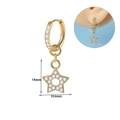 Gold star charm hoop earring featuring white zircon pavé and detailed measurements - Hollow Star