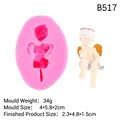 Rosa Silikonform mit Engelsflügeln und 3D-Cupido-Fondant für Kuchendekorationen - 2# Denkender Engel / Rosa