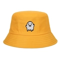 Bob en coton jaune vif avec broderie fantôme blanc pour protection solaire en été - Jaune