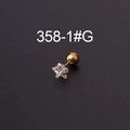 Gouden roestvrijstalen ster-oorbel met zirkonia en veilige schroefsluiting - Pentagram / 4mm / Goud