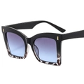 Cat eye butterfly sunglasses with black and tortoiseshell frame and gradient purple lenses - C5 Black Leopard Frame Gradient Grey Blue Lens