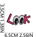Detailed view of LOOK embroidery patch with exact measurements in 6.5cm width - No.37-LOOK Lettering