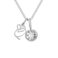 Collier en acier argenté avec pendentif lettre Q et breloque ronde en pierre de naissance - Lettre Q / Argent