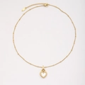 Gold-plated heart locket necklace with white shell inlay and beaded chain detail - Xx38550b2e0