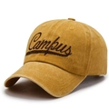 Berretto da baseball giallo vintage in cotone lavato con ricamo Campus marrone sul fronte - Regolabile / Giallo