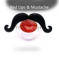 Funny baby pacifier with red lips and black mustache design on white background - Red Lips Eight Mustache