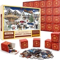 Calendrier de l'Avent Puzzle Noël 1008 pièces 24 boîtes avec scène de ville festive - Style sd17 (70x50cm)