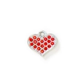 Silver-plated heart charm pendant encrusted with vibrant red rhinestones for DIY jewelry - Silver & Red