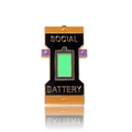 Social Battery mood enamel pin in green and black finish with lightning bolt details - Battery Brooch / Full Power - Black