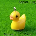 Yellow luminous resin duck pendant for DIY crafts, approx. 1.7x1.1x2cm and 1.5g weight - Solid Yellow (Silver Pin)