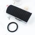 Set of minimalist black elastic velvet hair ties in a clear storage box on a white background - 15 Pcs Black