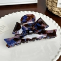 Large acetate bow hair claw clip with dark blue marble pattern for elegant styling - 11.4cm / Multicolor Coffee