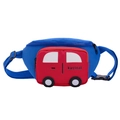 Cartoon car shaped blue and red children chest bag with letter print and zipper - Blue