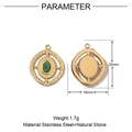 Detailed parameter view showing 20mm gold heart pendant with green stone and measurements - VG612-Round Green Stone Pendant