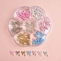 DIY bow-shaped nail art charms in a 6-compartment flower organizer box with mixed colors - Plum Box B11-Enamel Bowknots