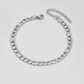 Herren Figaro-Gliederkettenarmband aus Edelstahl in Silber mit Karabinerverschluss und schwerem Metall - Silber