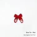 Red knit Christmas bow with white rabbit and carrot pattern, size 9cm x 7cm - 1 Piece / Knitted Bow - Red