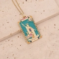 Detailed close-up of The Magician tarot pendant with colorful stones and enamel inlay - 1# The Magician