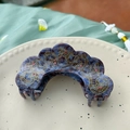 Chinesische Haarspange im blauen Marmor-Stil mit goldenem Drachenmuster und Strasssteinen - Strass Haarklammer / Lapislazuli