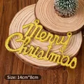 5-piece set of gold Merry Christmas tree toppers with textured metallic finish - 14cm Gold Merry Christmas Cake Card 5 Pack