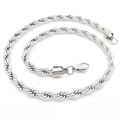 Collana a corda intrecciata in acciaio inossidabile argento con chiusura a moschettone - 7mm / Color Acciaio / 50cm