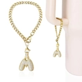 Golden Cuban chain with a sparkling rhinestone letter M charm for tumbler handle accessory - Letter M