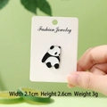 Cute sitting panda enamel pin badge on card with black and white drip oil finish - Hanging Sitting Panda