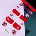 Détail des stickers ongles Noël SDA-035 avec motifs Père Noël et flocons de neige - Style Flocon de Neige Ours de Dessin Animé Père Noël Rouge Blanc (SDA-035)