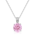 Ketting met roze zirkonia hanger in roosslijpsel en een S925 zilveren schakelketting - Met Ketting / Roze