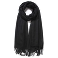 Écharpe d'hiver noire effet cachemire avec pompons décoratifs sur fond blanc pur - 70*200cm / Noir