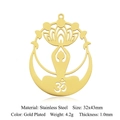 Macro view of gold plated lotus buddha pendant with product size and weight specs - Gold Yoga Lotus Om (5 Pack)