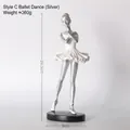 Statua ballerina classica in resina argento e bianca, altezza 24,5cm, base nera - Statua di Ballerina di Balletto - Argento Stile C