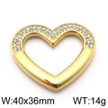 Golden heart pendant with sparkling rhinestones and hollow design for DIY jewelry - Gold Color Half Rhinestone (KLJ5868-Z)