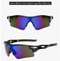 Outdoor cycling sports sunglasses with shiny black frame and blue-green coated lenses - Glossy Black (Blue Mirror)