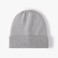 Medium gray winter knit beanie with ribbed fold-over cuff for outdoor warmth - One Size / Light Gray