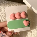 Y2K style hair clips set featuring matte pink hearts and green oval clips for girls - Orange Heart Clips Pair