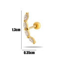 Golden cartilage stud earring with marquise zirconia row and ball screw back, size 1.3cm - Gold Curved Row Style (7# Gold)