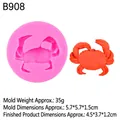 Pink silicone mold for crab-shaped fondant and chocolate with orange crab sample - Crab Shape Style (B908) / Pink