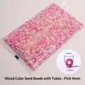 Mix of pink and white 4mm glass seed beads and bugle beads for DIY jewelry making - Pink Mixed 4mm with Bugle Beads