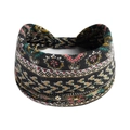 Boho Paisley elastisches Baumwoll-Stirnband in schwarz mit ethnischem Blumenmuster - Schwarz Mehrfarbig Boho Geometrisch(#182)