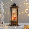 Bronze retro Christmas snow globe lantern with Santa Claus figurine and auto snow, 30cm height - Bronze - Santa Giving Gifts (Type D)