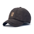 Gesteppte Winter-Baseballkappe für Herren mit dunkelbraunem Rautenmuster und Ohrenschutz - Kaffeebraun
