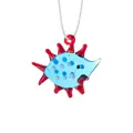 Blue glass floating fish ornament with white dots and red spikes for aquarium decor - Style 14-Blue Red Two-tone Spotted Fish