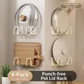 Cream white carbon steel wall mounts for kitchen lids and boards set of four pairs - Carbon Steel / 4 Pairs / Cream