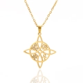 Gold Celtic knot cross pendant necklace with mystical symbols in stainless steel - Gold