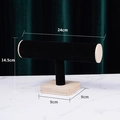 Bamboo and black velvet T-bar jewelry display stand for bracelets and watches - Bamboo Black Velvet